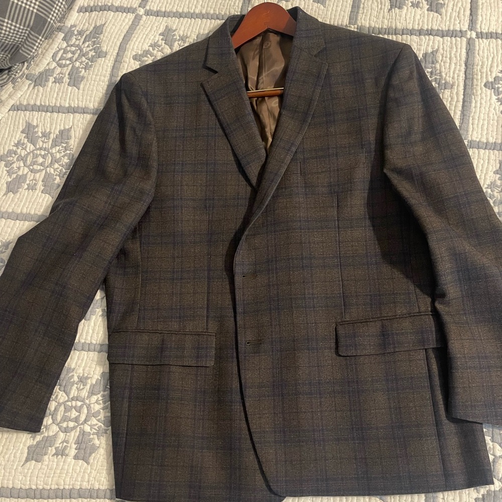 Ralph Lauren Men's Dark Brown and Gray Check Blazer